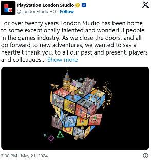 PlayStation伦敦工作室关闭，裁员900人影响多款游戏开发(图1)