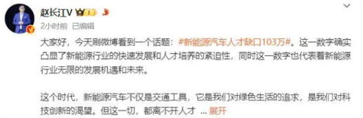 新能源汽车人才缺口103万 2025年行业机遇与挑战并存(图1)